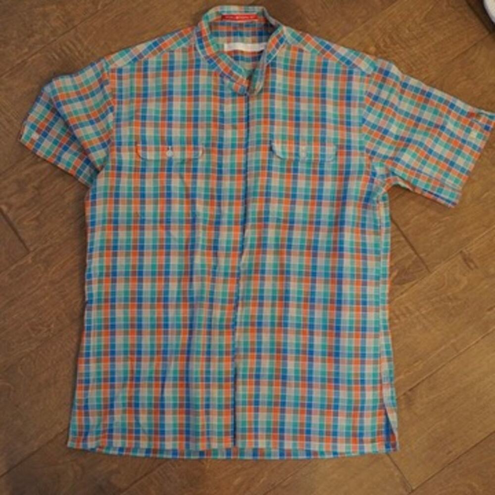 90's Halstone Short Sleeve Button Closure Checkered Polo Multicolor Mens Size 8